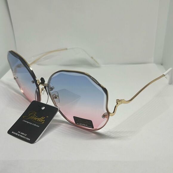 Giselle Accessories - Giselle Round Metal Ocean Lens Sunglasses